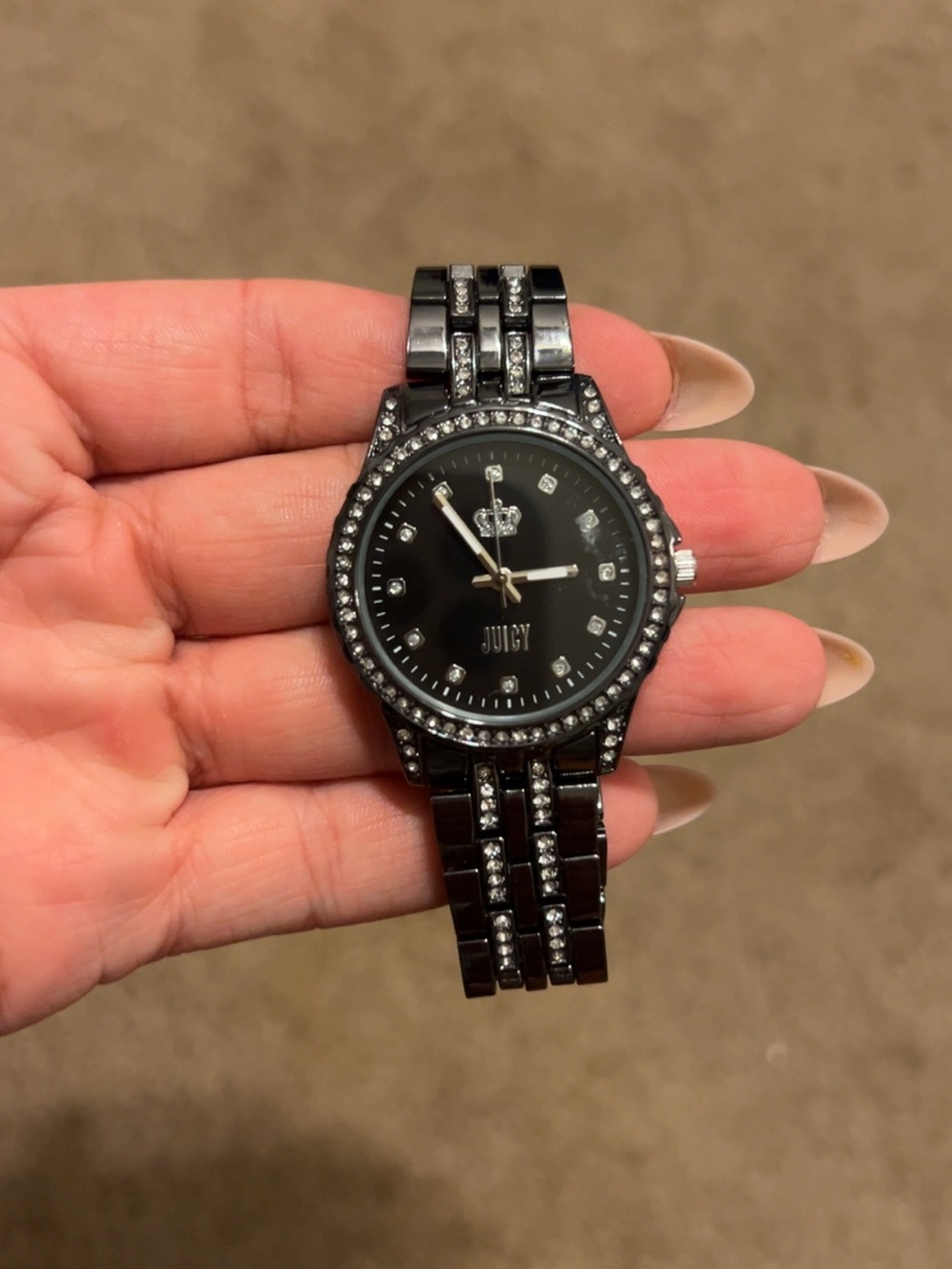 Juicy Couture Black Crystal Accent Stainless Watch